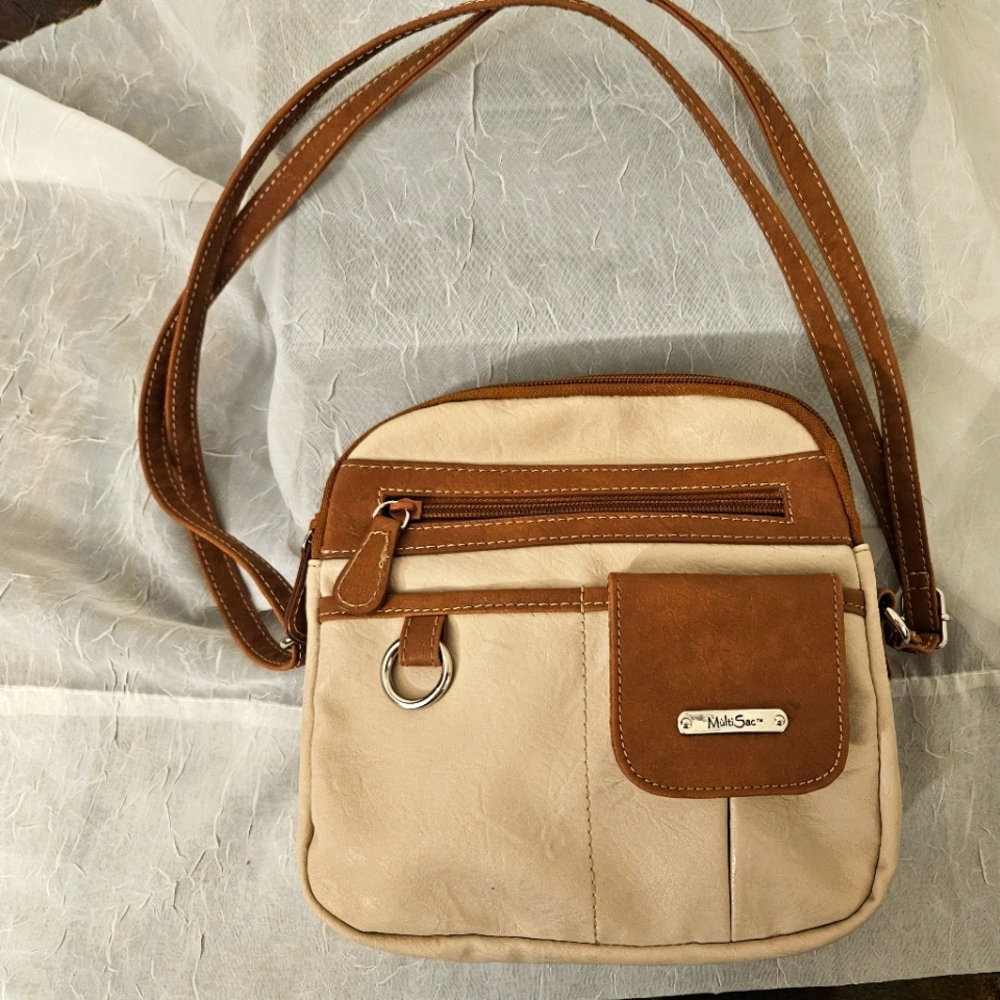 Multi-Sac Tan/Brown Leather Crossbody